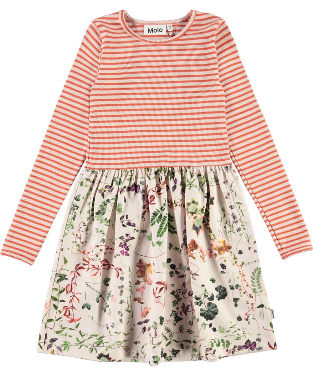 Credence - Herbarium - Kleid mit rosa und rot gestreiftem Oberteil und Blumendruck