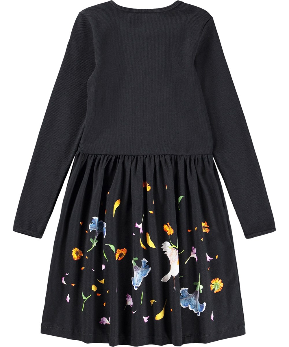 Credence - Lets Celebrate - Schwarzes Kinderkleid aus Bio-Baumwolle mit Blumenmuster