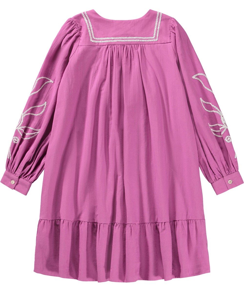 Crelo - Charisma - Lila Kleid für Kinder aus Bio-Baumwolle mit Stickerei