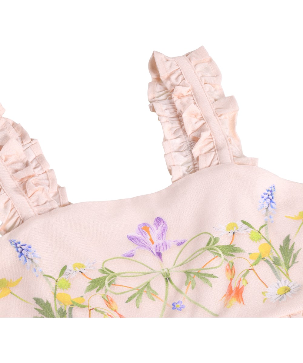 Cypress - Vertical Flora - Rosa Kinderkleid aus Viskose mit Blumenmuster