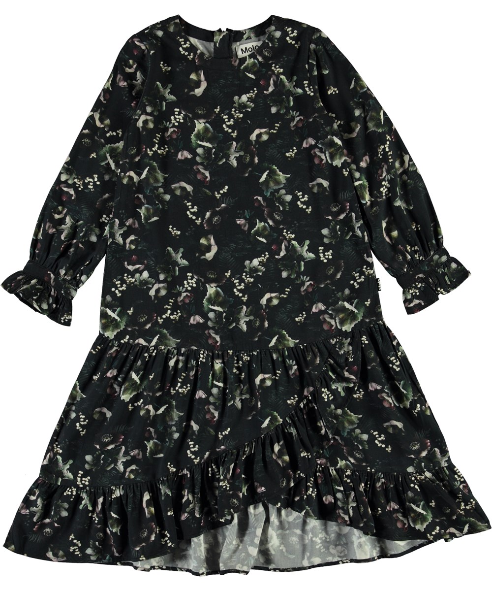 Cyrus - Moonlight Garden - Dunkles Blumenkleid mit Rüschen