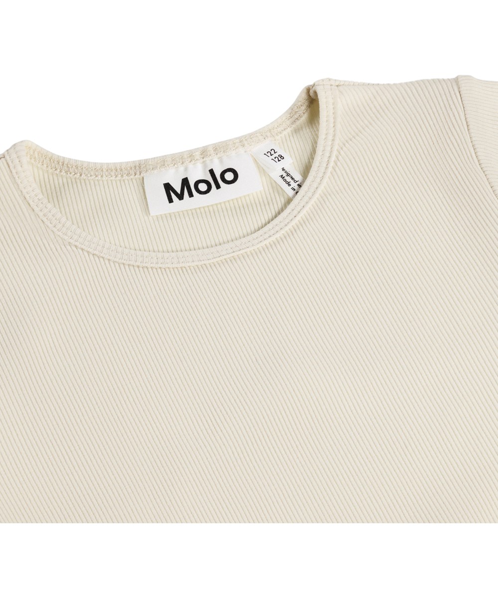 Cyrusila - Summer Sand - Off-White-Kleid für Kinder mit kurzen Ärmeln und einem Tüllrock mit fröhlichen Pailletten-Gesichtern