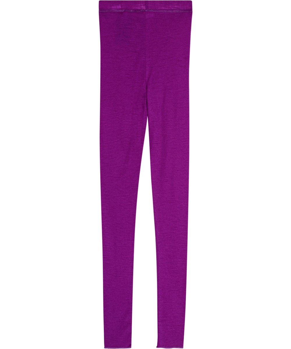 Nadine Wool - Warm Purple - Lila Merinowoll-Leggings mit enganliegender Passform und elastischem Bund.