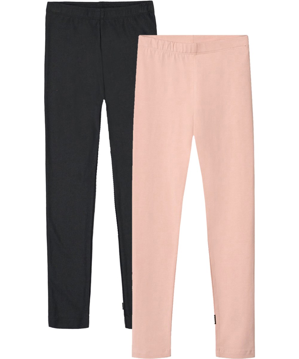 Nica Warm 2-Pack - Rose Black - 2er-Pack Leggings für Kinder in Schwarz und Rosa aus Öko-Baumwolle.
