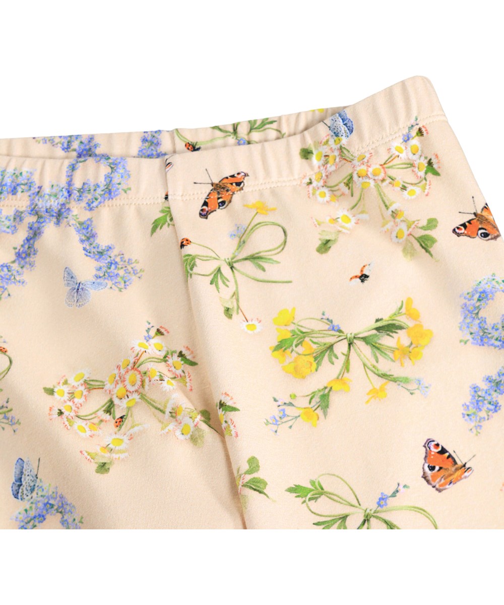 Niki - Flowerbows - Rosa Leggings für Kinder aus Bio-Baumwolle