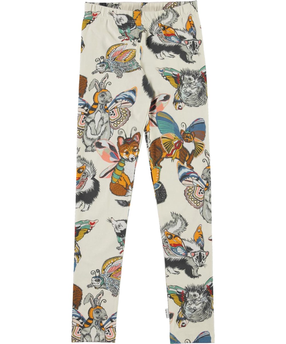 Niki - Hedgerow Buzz - Öko braune Leggings mit Tiere-Druck