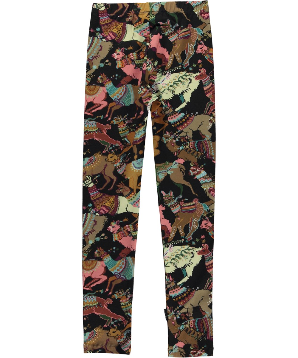 Niki - Lhama Joy Jersey - Schwarze Öko-Leggings mit Lama-Print