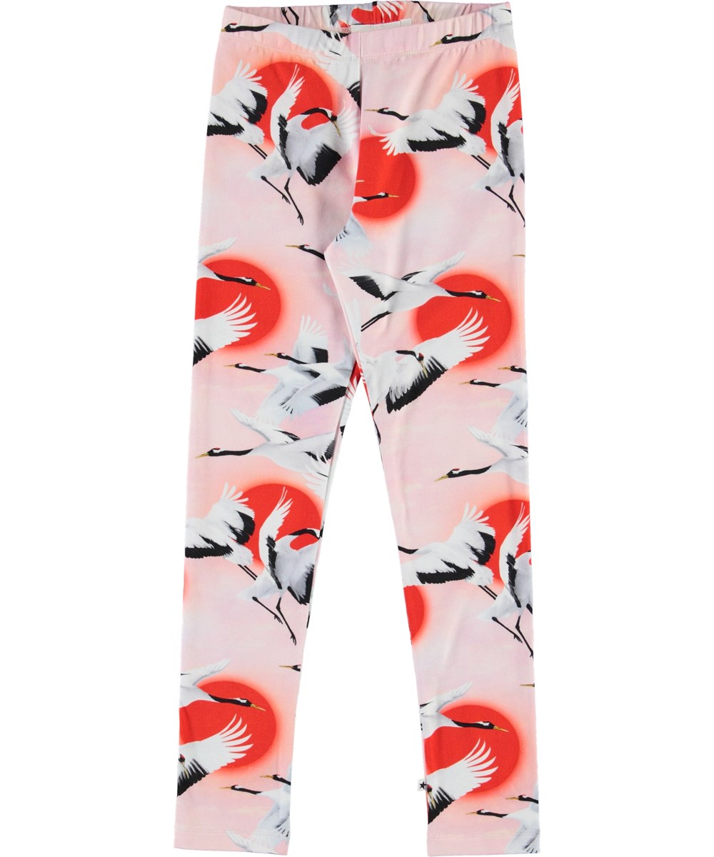 Niki - Sunrise Cranes - Öko-Leggings mit Kranichen
