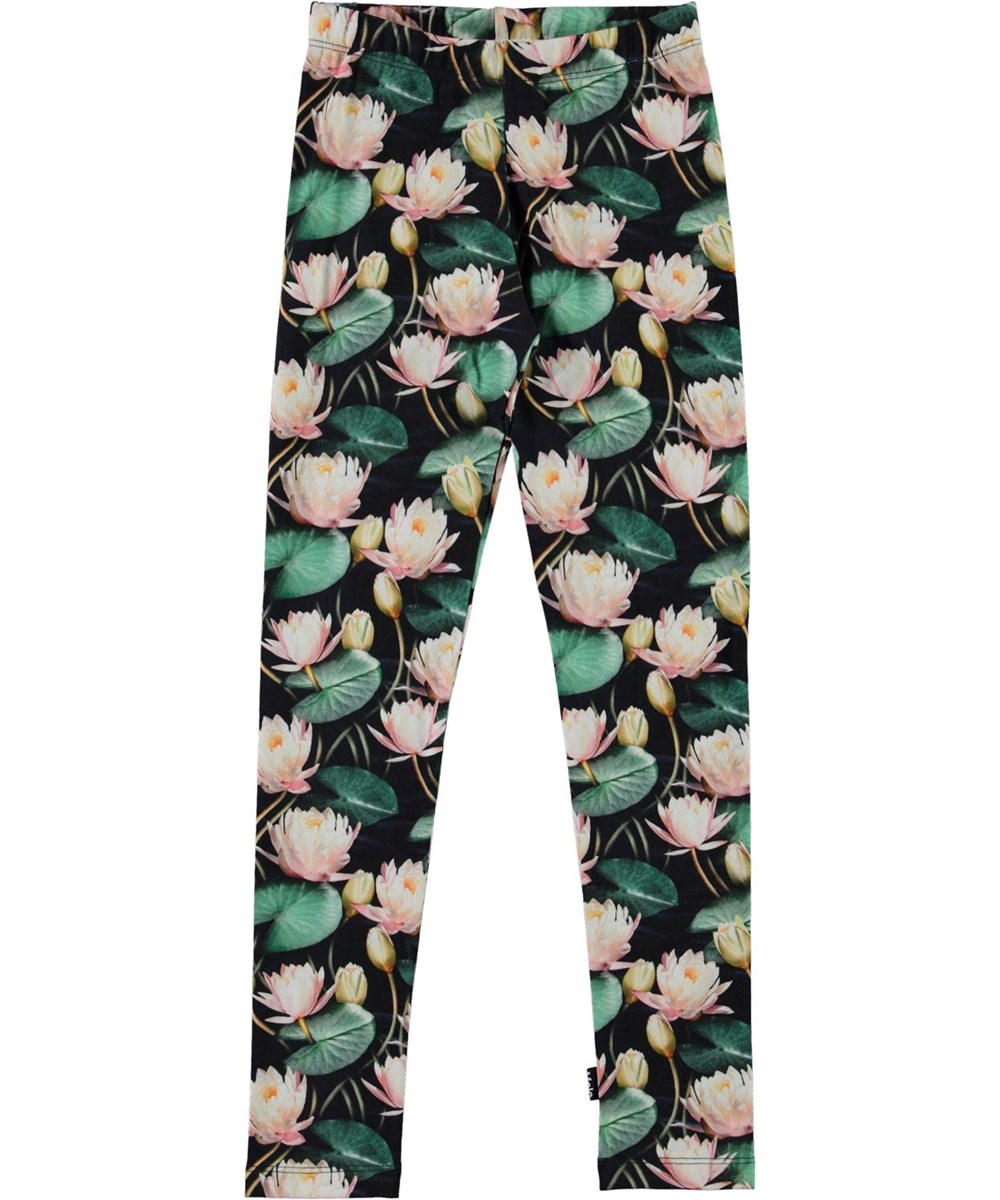 Niki - Water Lilies - Öko-Leggings mit Aufdruck von Seerosen