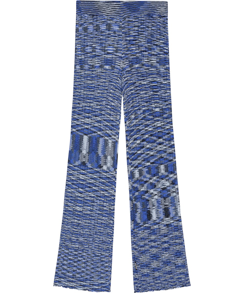 Nikole - Blue Mouliné - Eng anliegende Hosen mit Mouliné-Effekt und trompetenförmigem Design.