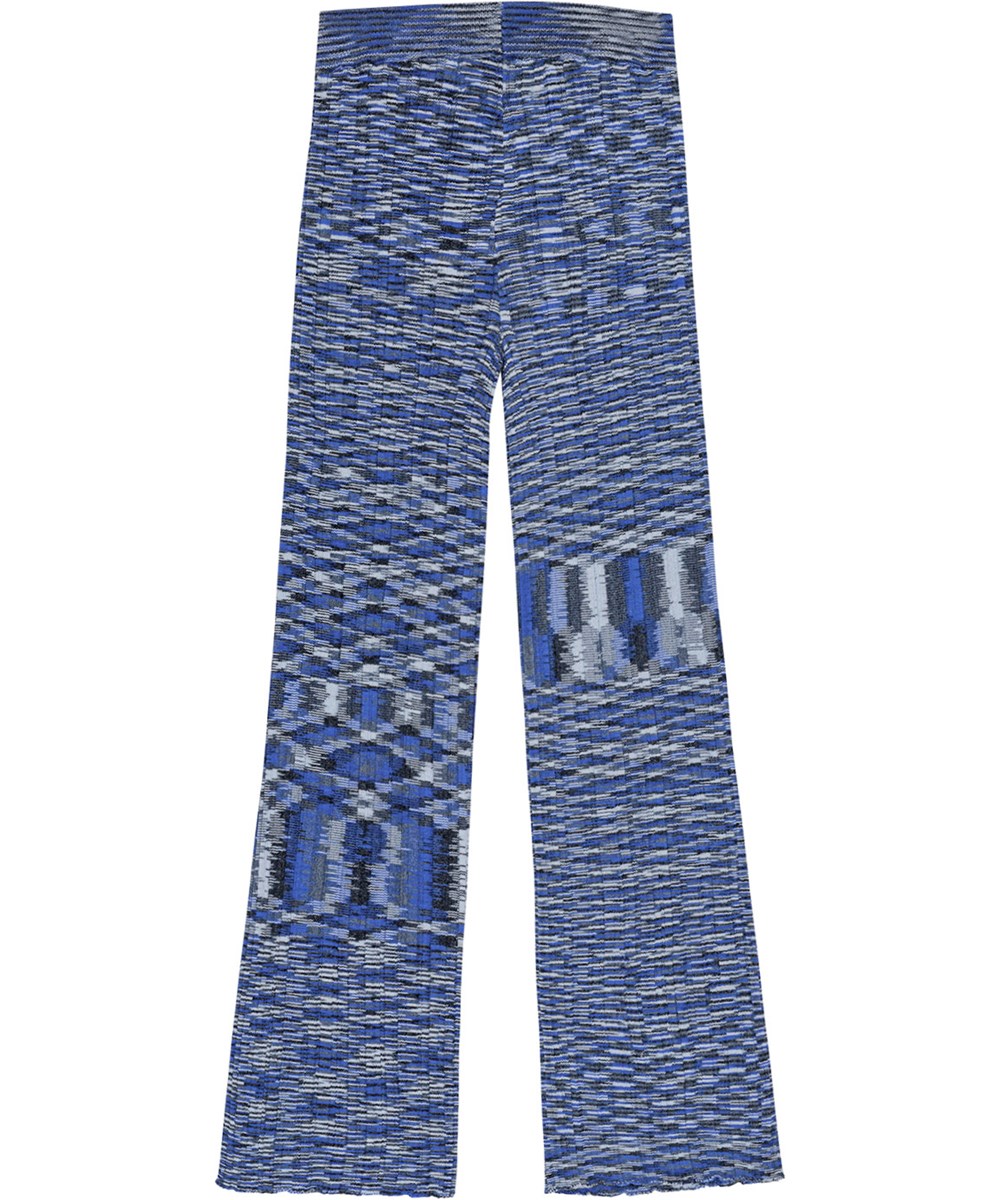 Nikole - Blue Mouliné - Eng anliegende Hosen mit Mouliné-Effekt und trompetenförmigem Design.