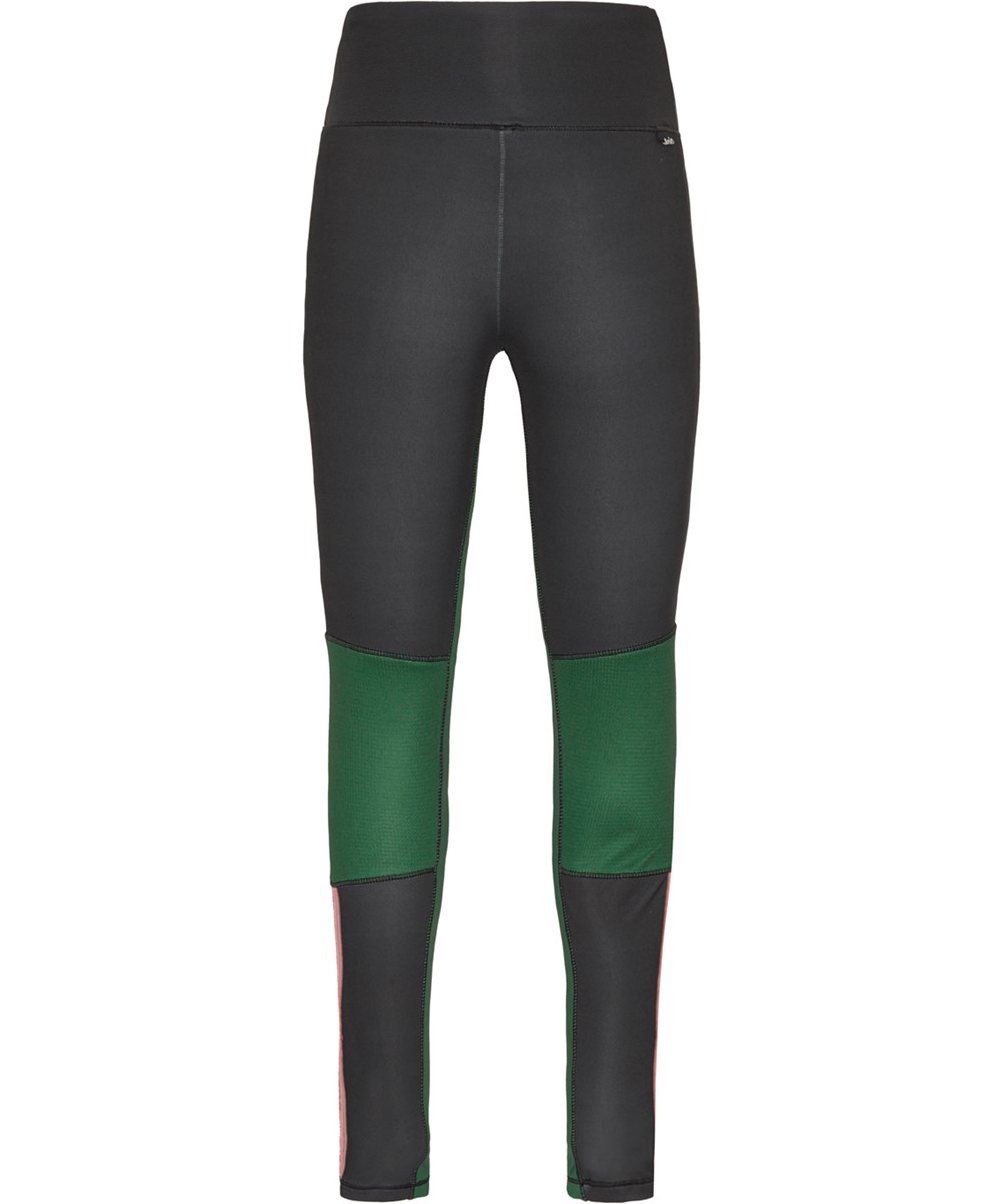 Olympia - Black Block - Schwarze Sportleggings mit grünen Knien