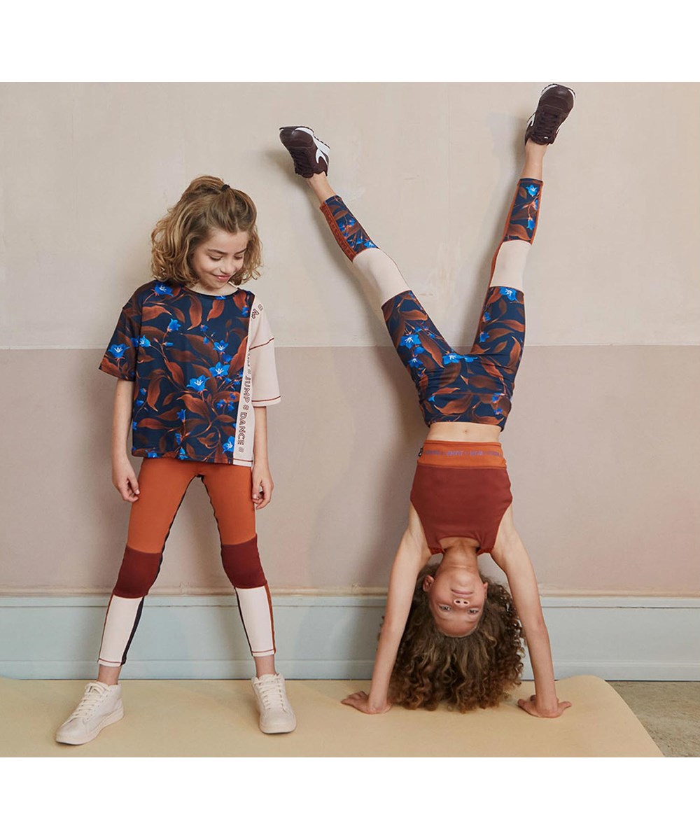 Olympia - Block Autumn - Braune und rosa Sportleggins