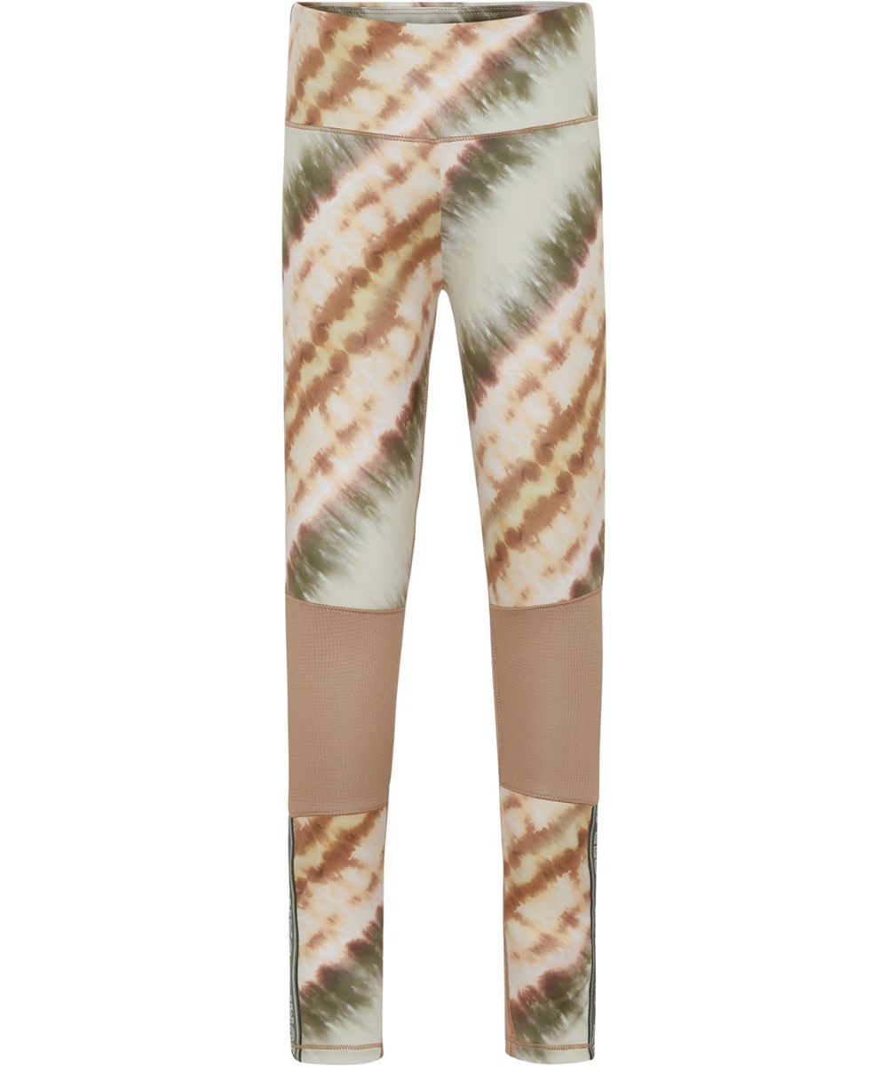 Olympia - Tie Dye Diagonal - Sport-Leggings mit Batik-Print in Grün-Rosa