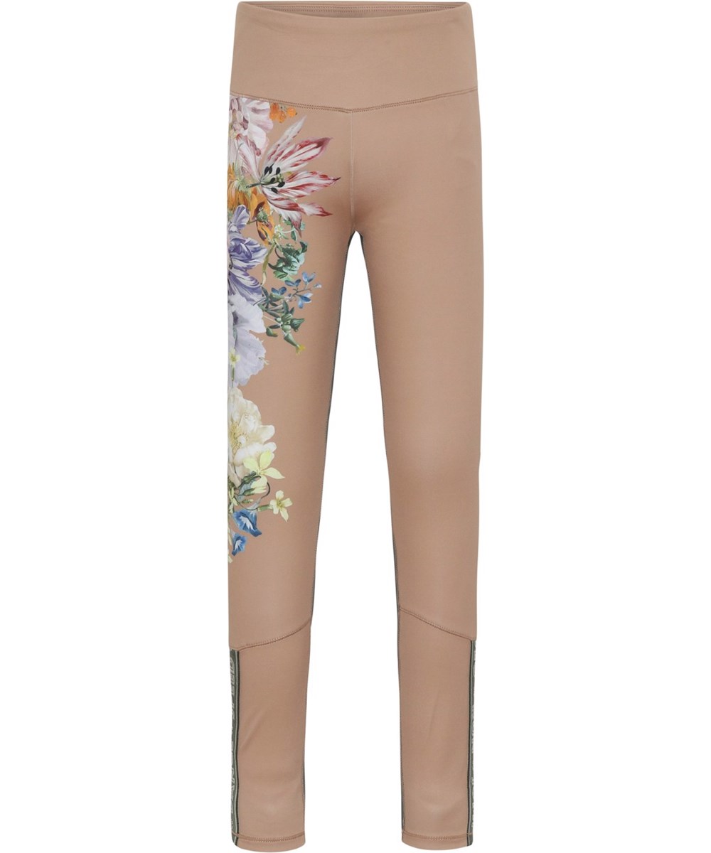 Olympia - Vertical Botanic - Sportleggins in Rosa mit Text
