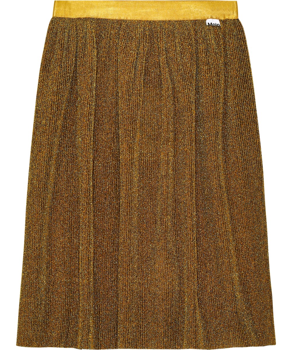 Bailini - Brilliance - Goldener Glitzer-Faltenrock mit elastischem Bund und knöchellanger Länge.