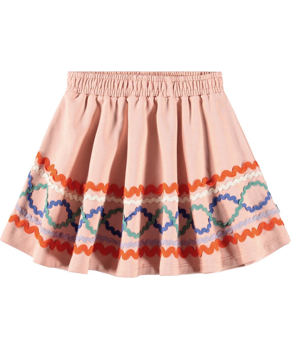 Barbera - Rose Cloud - Rosenrock für Kinder aus Öko-Baumwolle mit bunten aufgenähten Bändern.