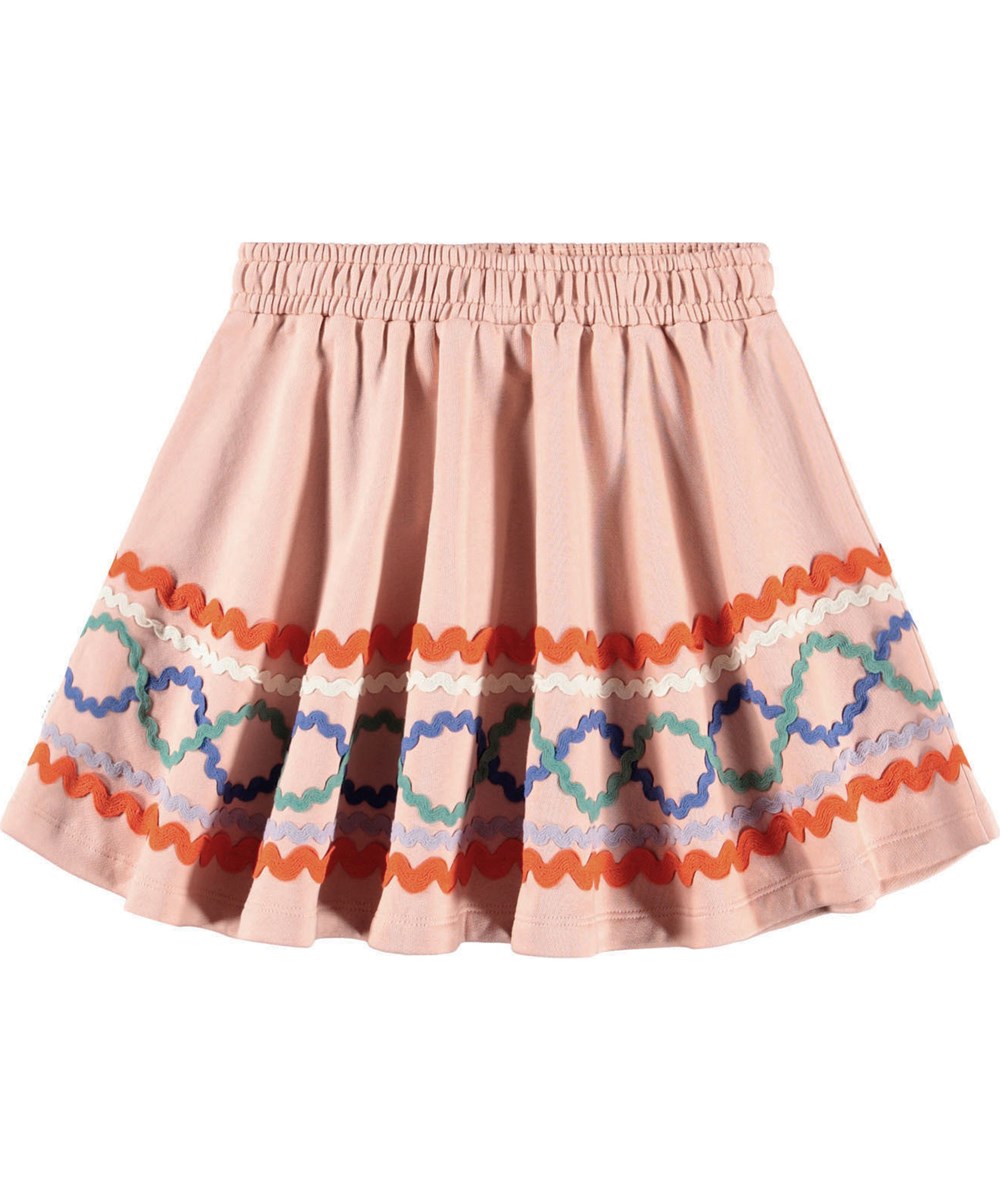 Barbera - Rose Cloud - Rosenrock für Kinder aus Öko-Baumwolle mit bunten aufgenähten Bändern.