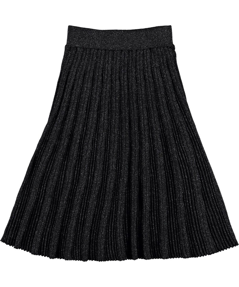 Beatrice - Black - Schwarzer plissierter Glimmerrock