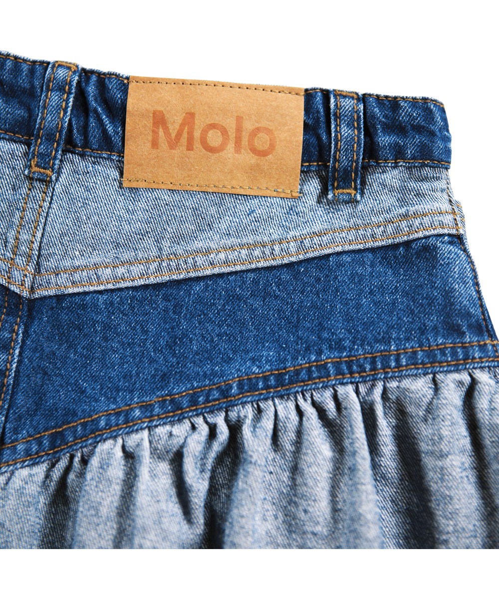 Becca - Two Side Denim - Schöner zweifarbiger Jeansrock aus Öko-Baumwolle.