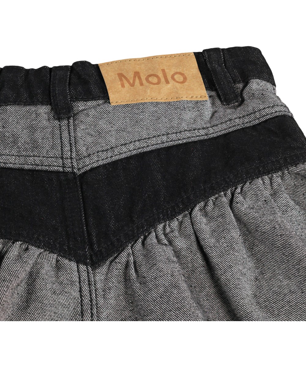 Becca - Two Sides Black - Grauer und blauer Jeansrock für Kinder aus Öko-Baumwolle