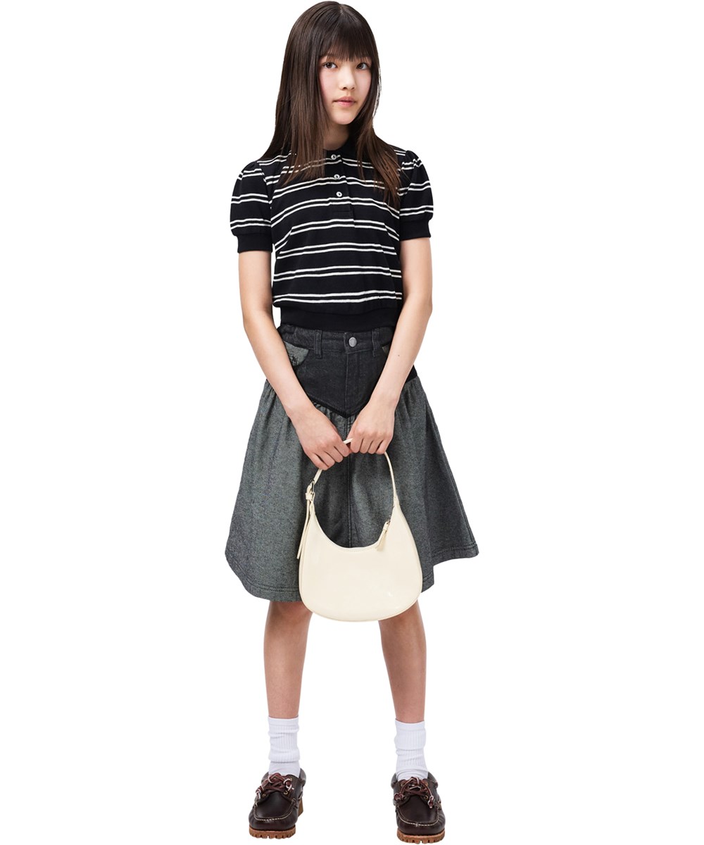 Becca - Two Sides Black - Grauer und blauer Jeansrock für Kinder aus Öko-Baumwolle