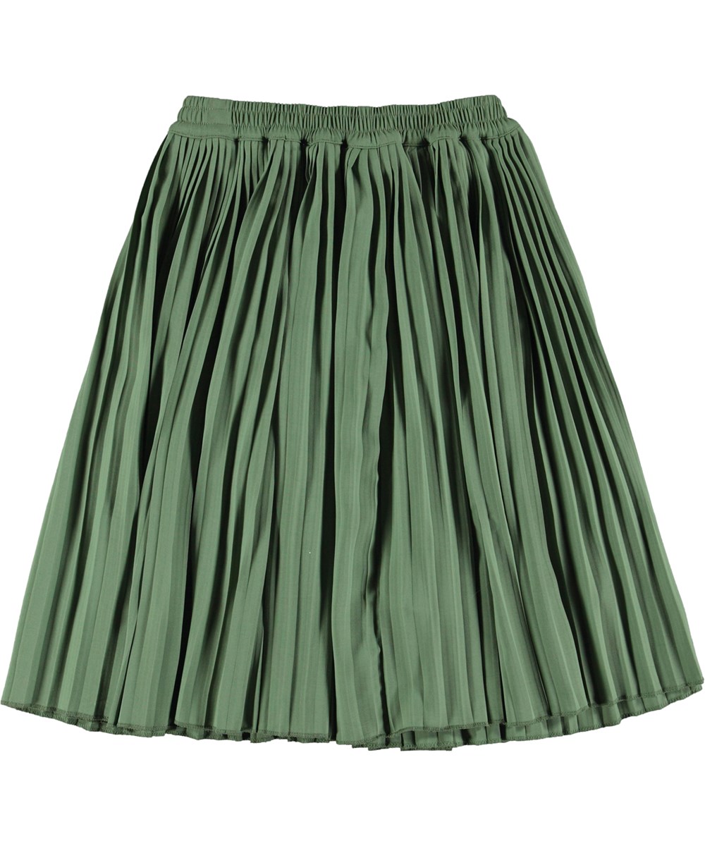 Becka - Moss Green - Grüner, plissierter Midirock
