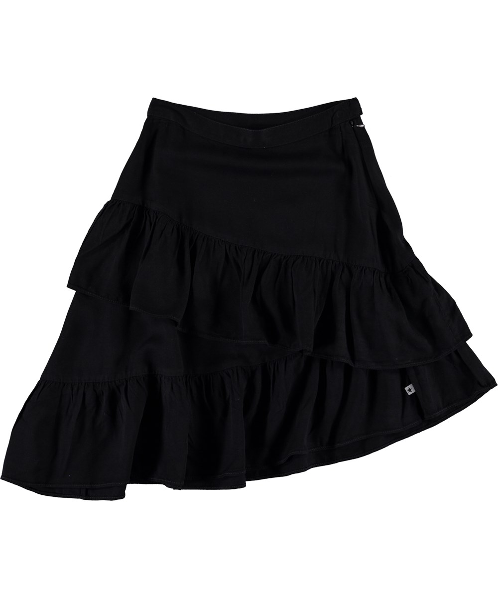 Benedicte - Black - Schwarzer asymmetrischer Medi Rock