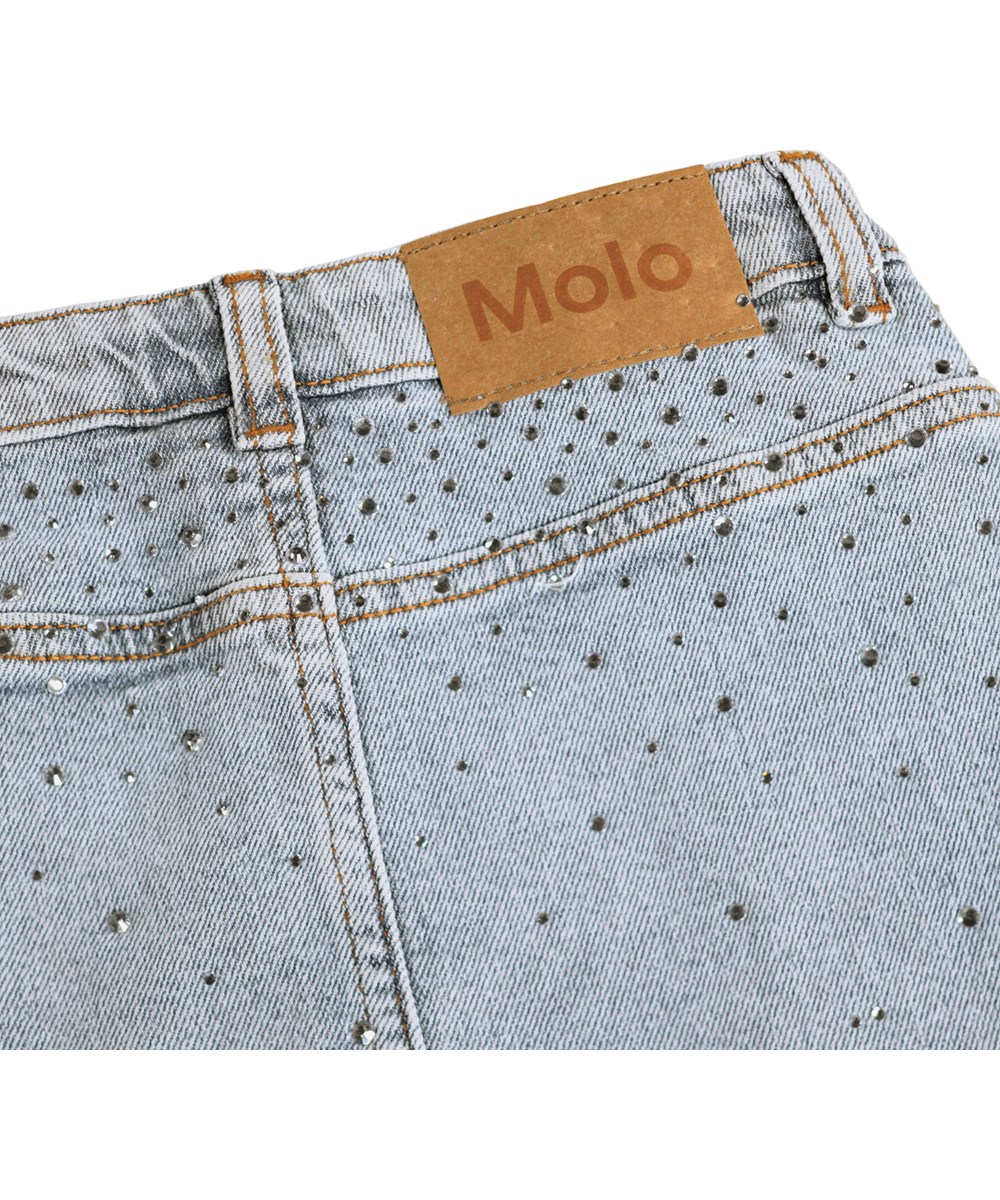 Bera - Rhinestone Denim - Blauer Jeansrock für Kinder mit Druckknöpfen