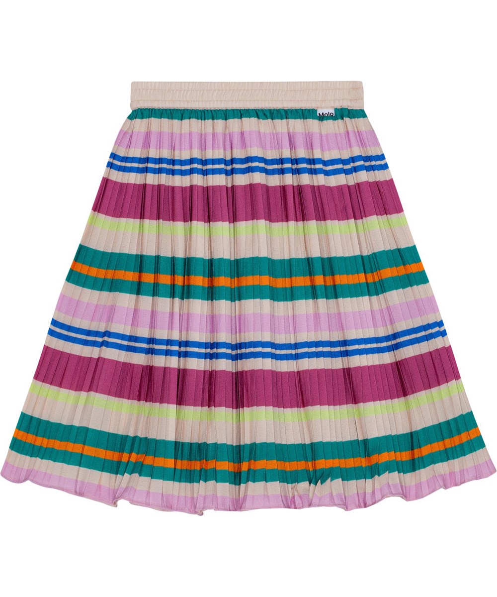 Bess - Sporty Stripes - Sportlicher gestreifter Faltenrock in mehreren Farben, der elegant über das Knie fällt.