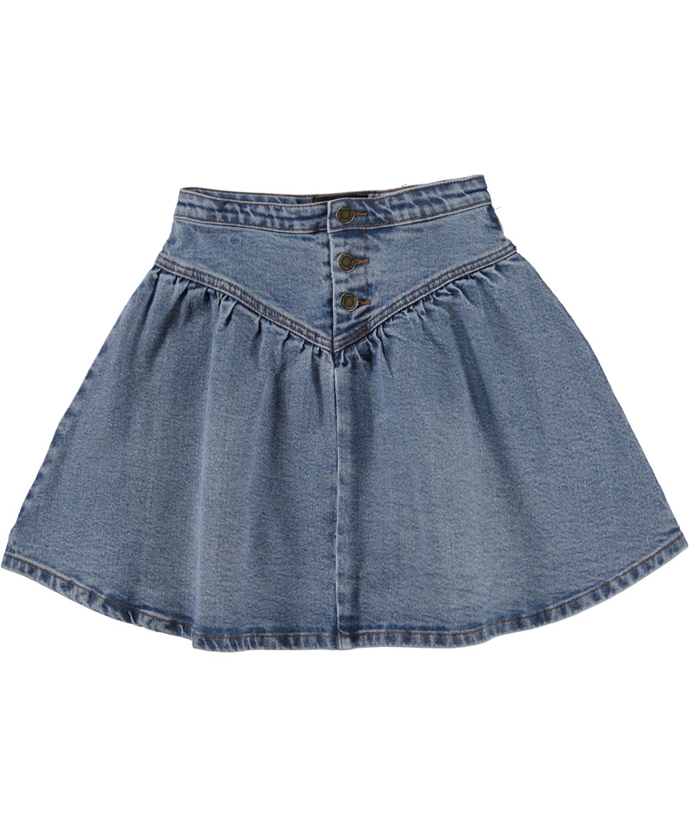 Betsy - Even Washed - Blauer Öko-Jeansrock in Knielänge