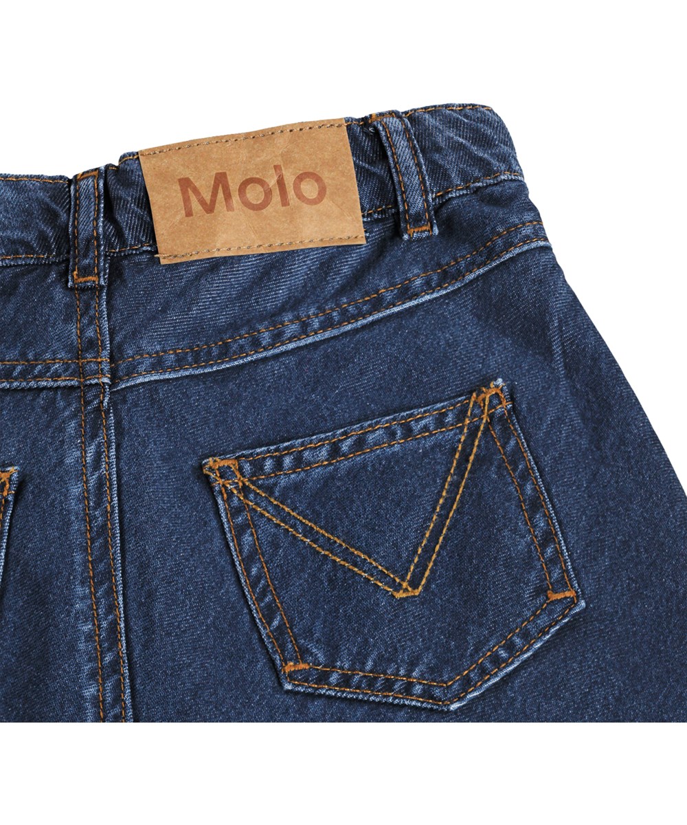 Blaine - Washed Blue - Blauer knielanger Jeansrock für Kinder aus Öko-Baumwolle