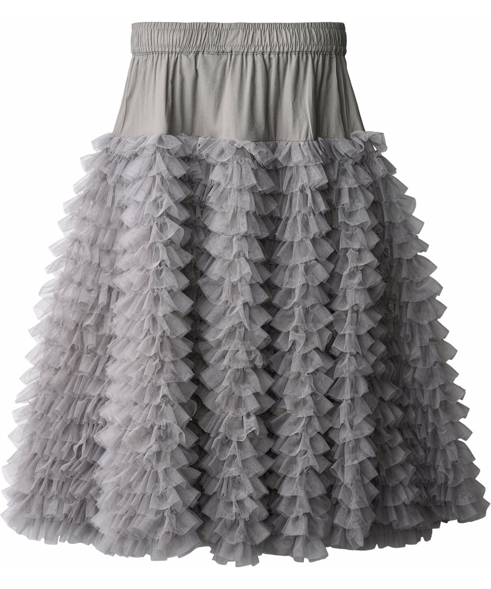 Bliss - Grey Flannel - Grauer voluminöser Tüllrock für Kinder mit einem elastischen Bund.