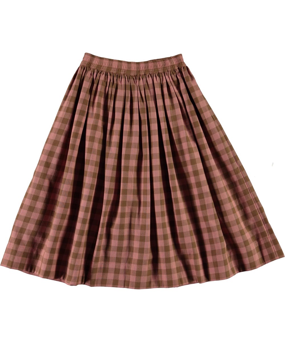 Bree - Autumn Check - Rosa und brauner karierter Rock