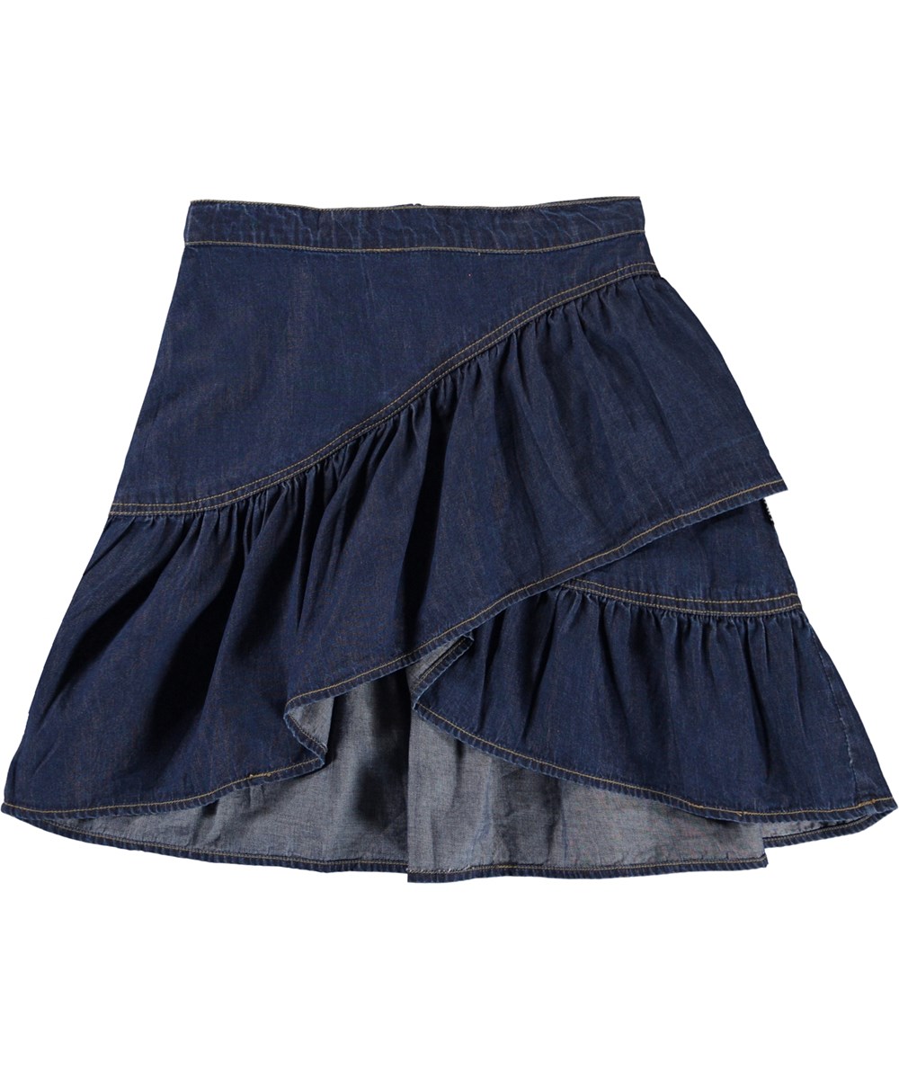 Breena - Warm Blue - Blauer Rock mit Wickel-Effekt