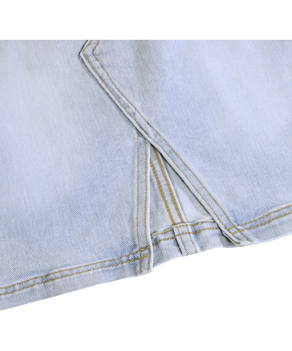 Brickly - Bleached - Hellblauer Jeansrock für Kinder aus Öko-Baumwolle mit Schlitz