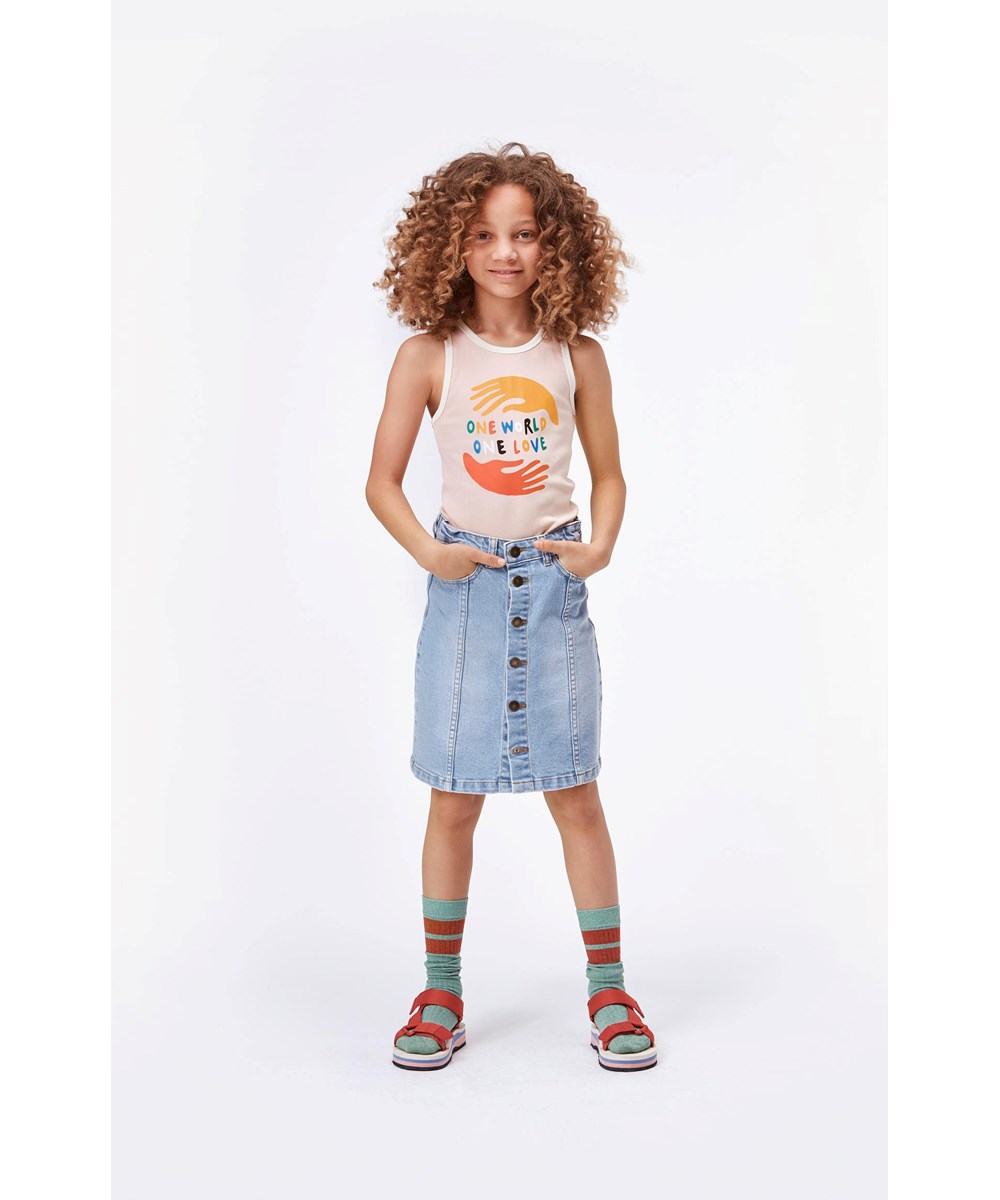 Britney - Summer Tint - Blauer Denim-Rock mit Knopfverschluss