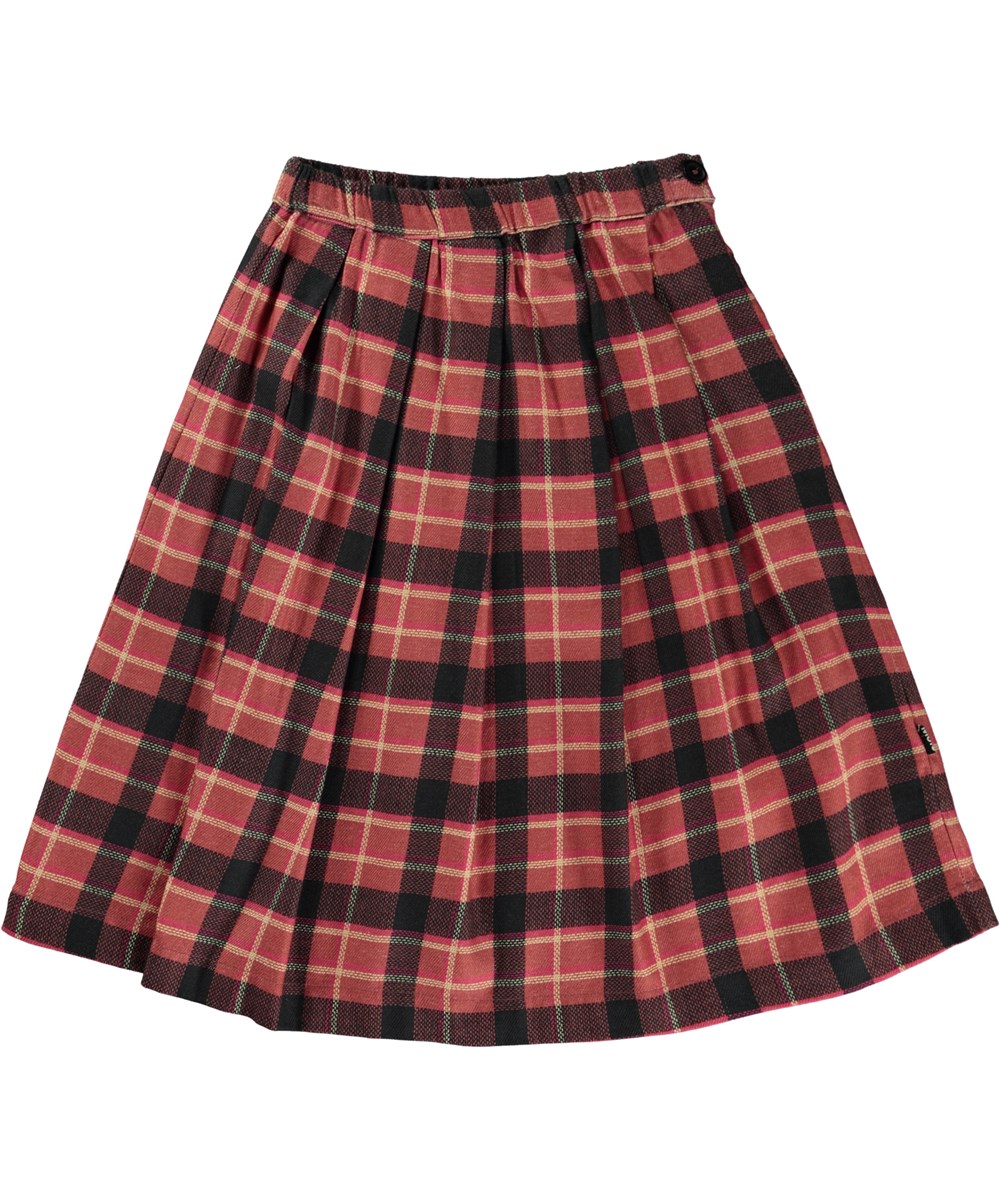 Brooke -  Rose Check - Rot-schwarz karierter Midirock