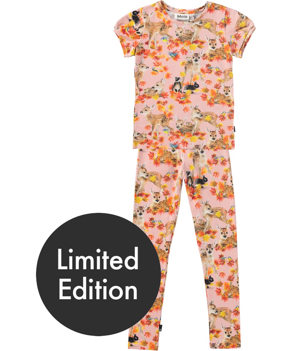 Tasha - Autumn Fawns - Zweiteiliges Pyjama-Set aus weicher Bio-Baumwolle