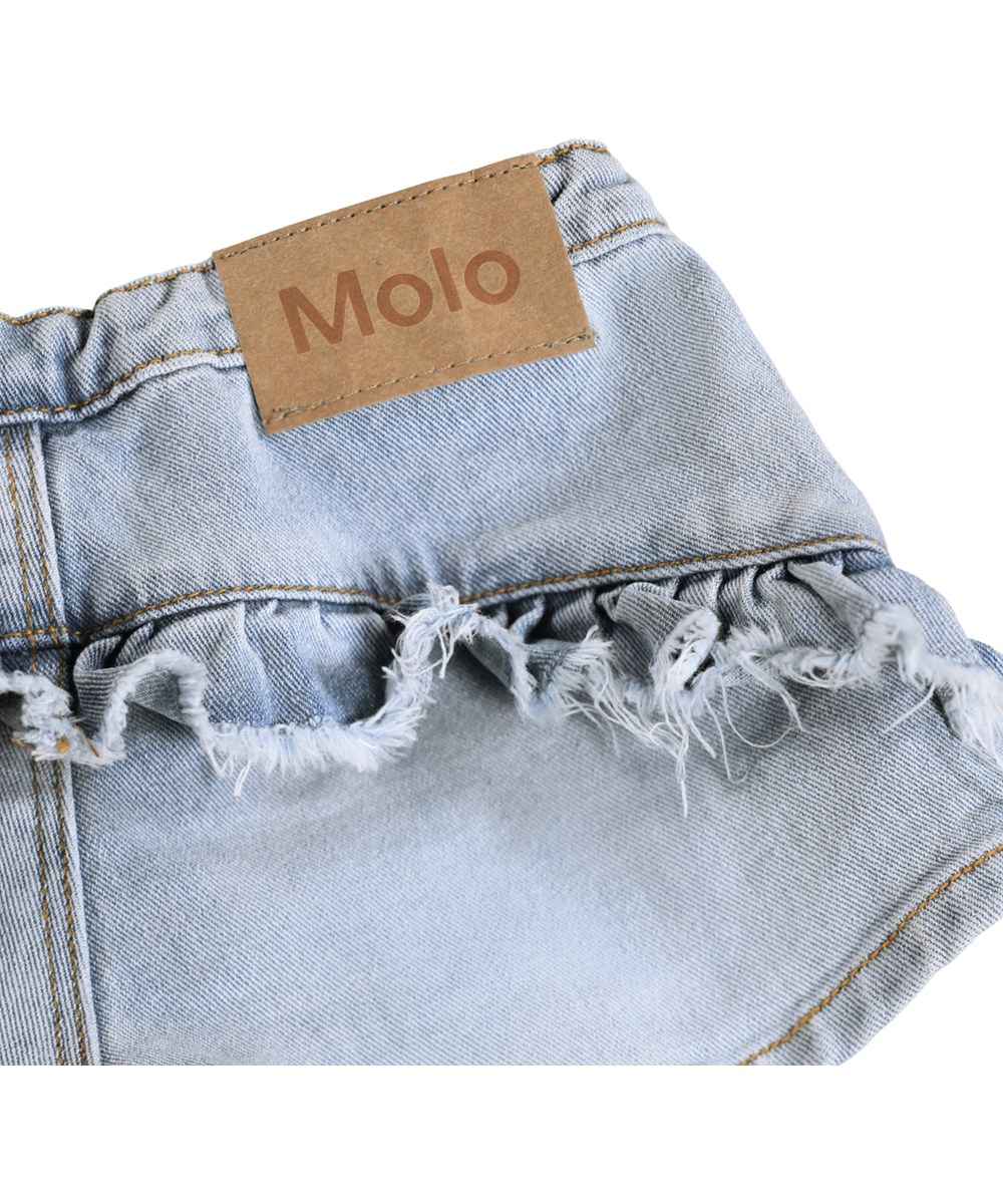Agnetha - Bleached - Blaue Jeansshorts für Kinder aus Baumwolle