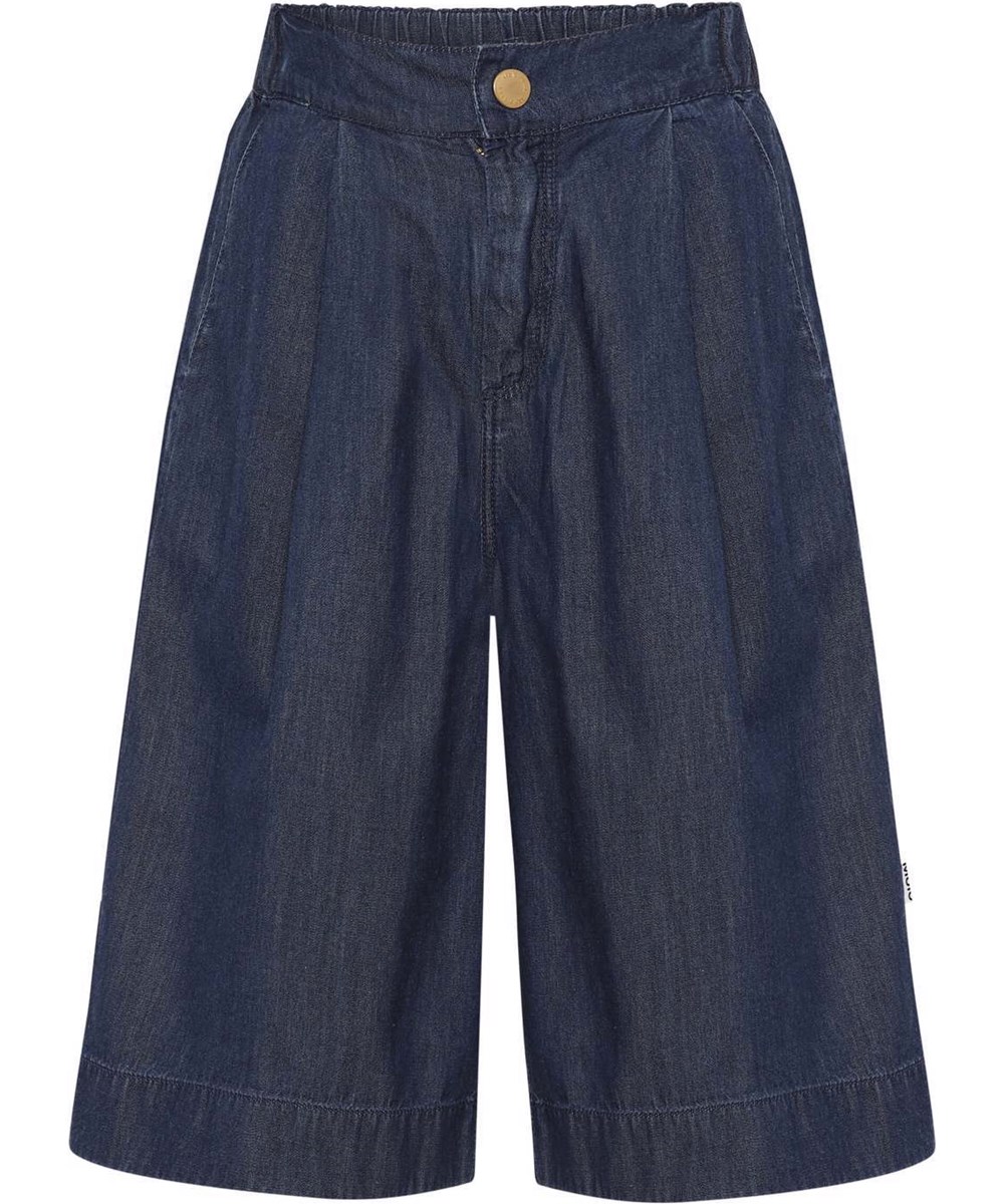 Alenna - Washed Dark Blue - Lange dunkelblaue Shorts