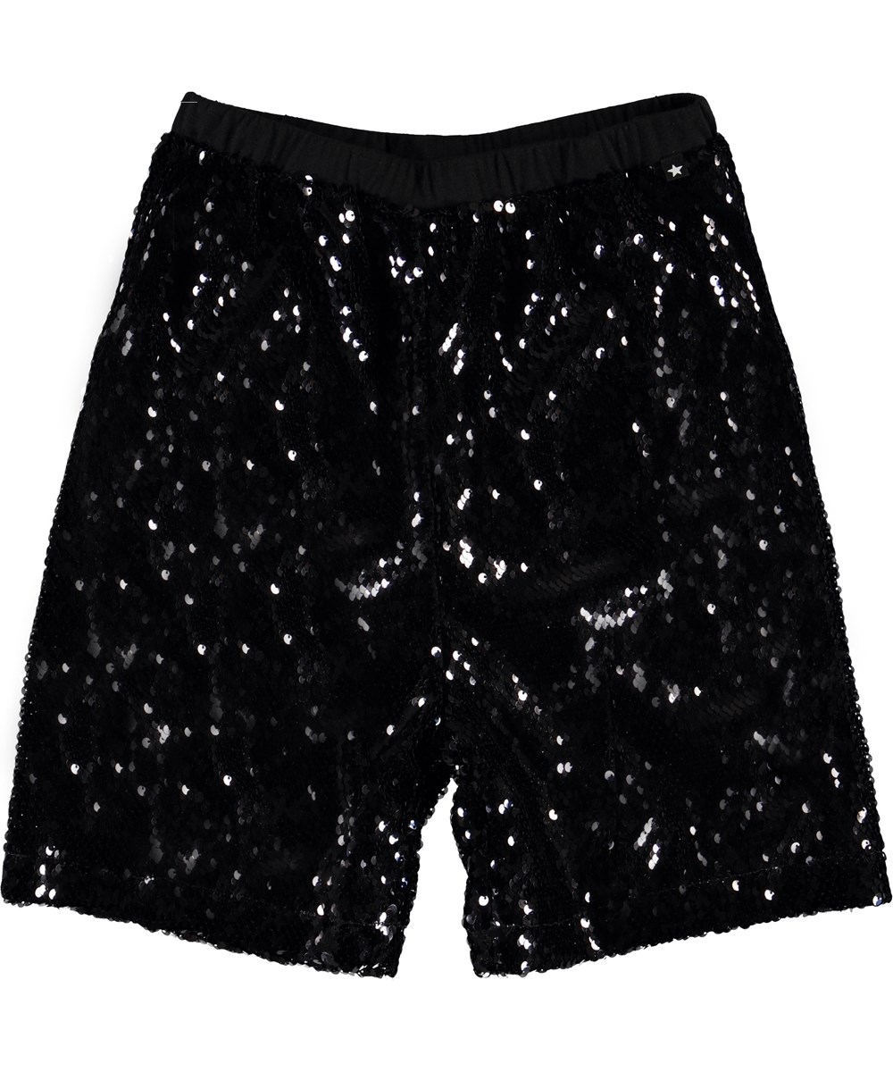 Aliec - Black - Schwarze Pailletten Shorts