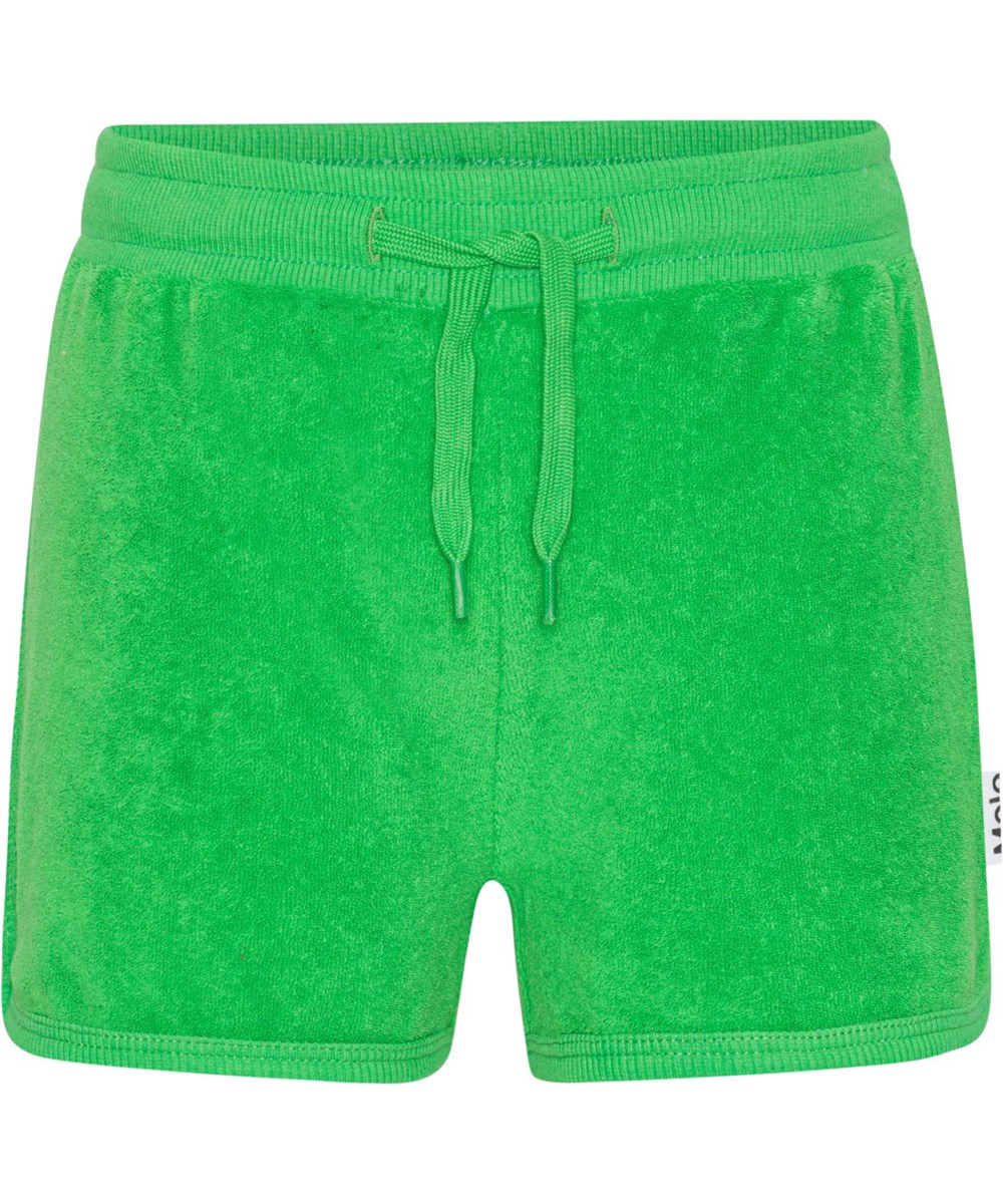 Aliya - Classic Green - Grüne sportliche Shorts aus weichem Baumwollfrottee
