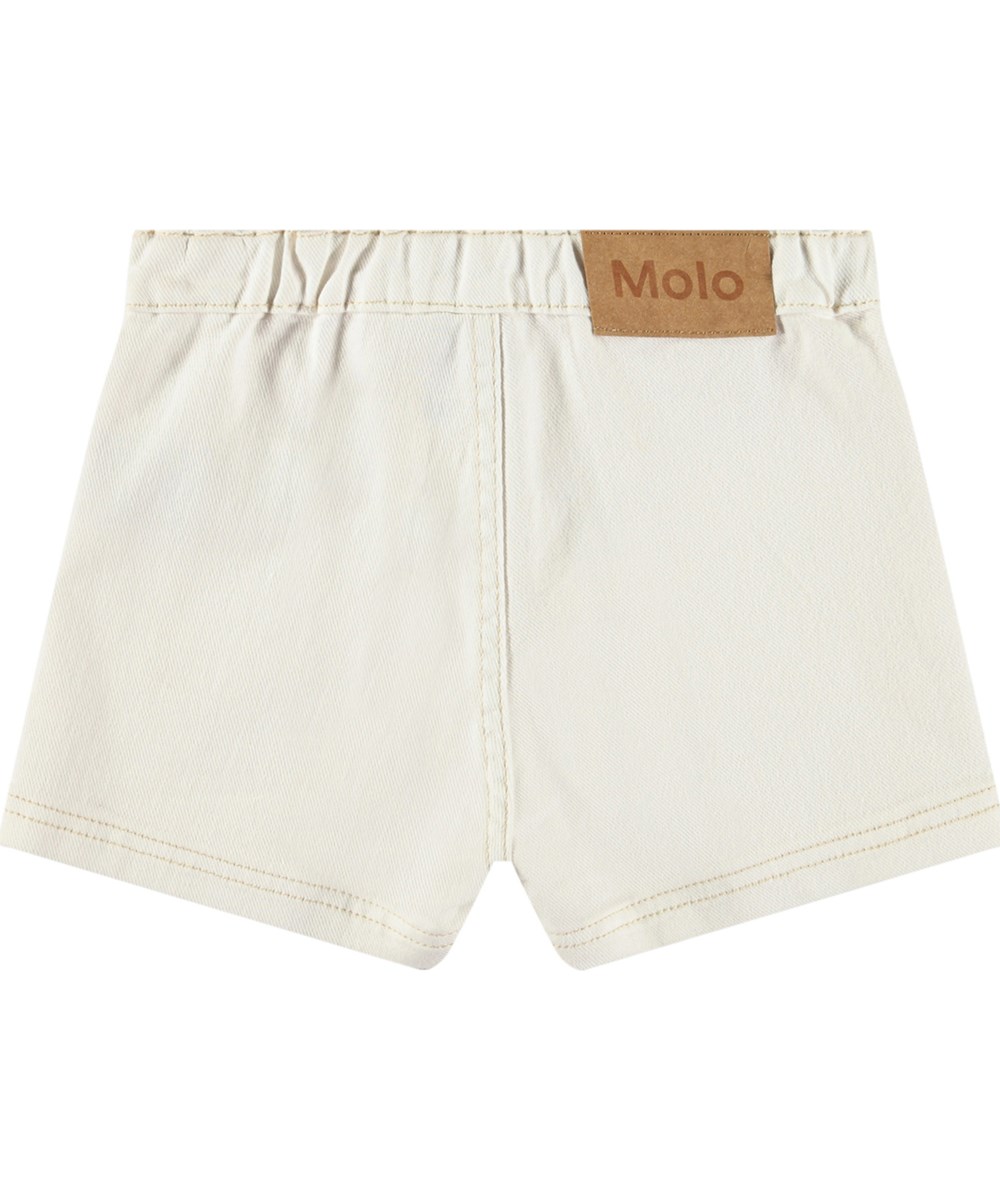 Amanda - Crisp White - Weiße Shorts mit aufgenähten Taschen für Kinder.