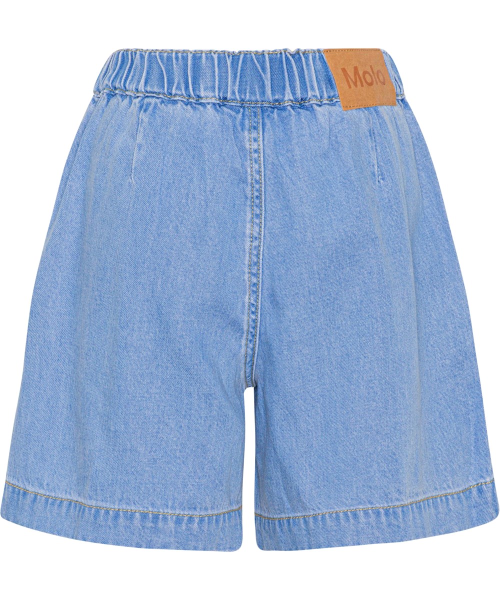 Amari - Summer Wash Indigo - Hellblaue Shorts aus Baumwoll-Chambray