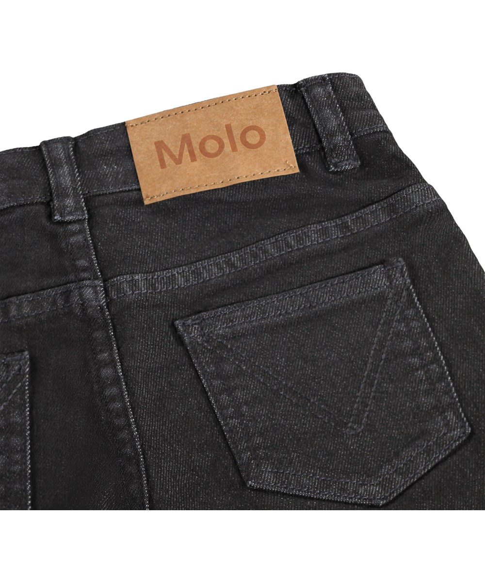 Amberly - Raven - Klassische schwarze Jeansshorts für Kinder mit verstellbarem Bund
