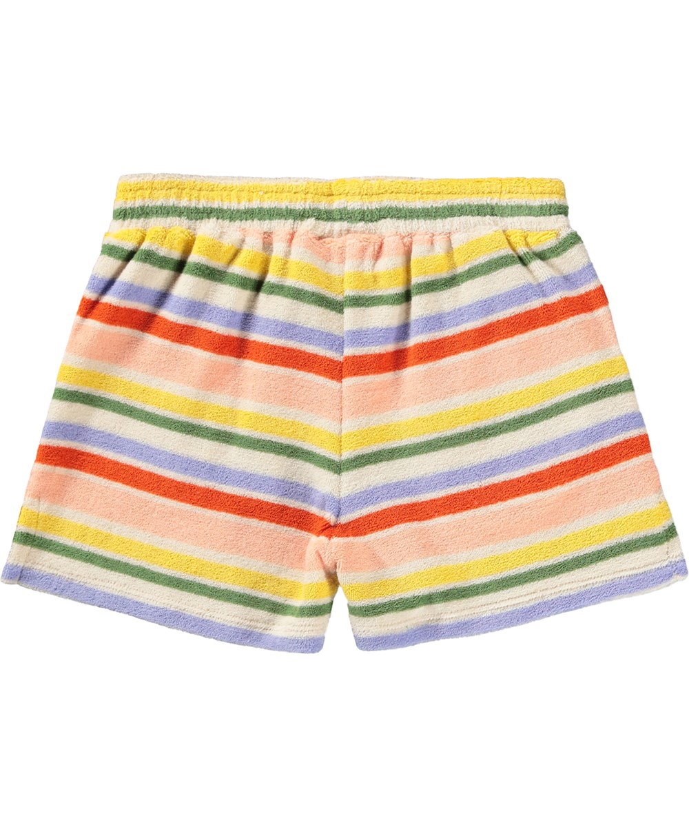 Angela - Together Stripe - Mehrstreifige Shorts für Kinder aus Bio-Baumwollfrottee
