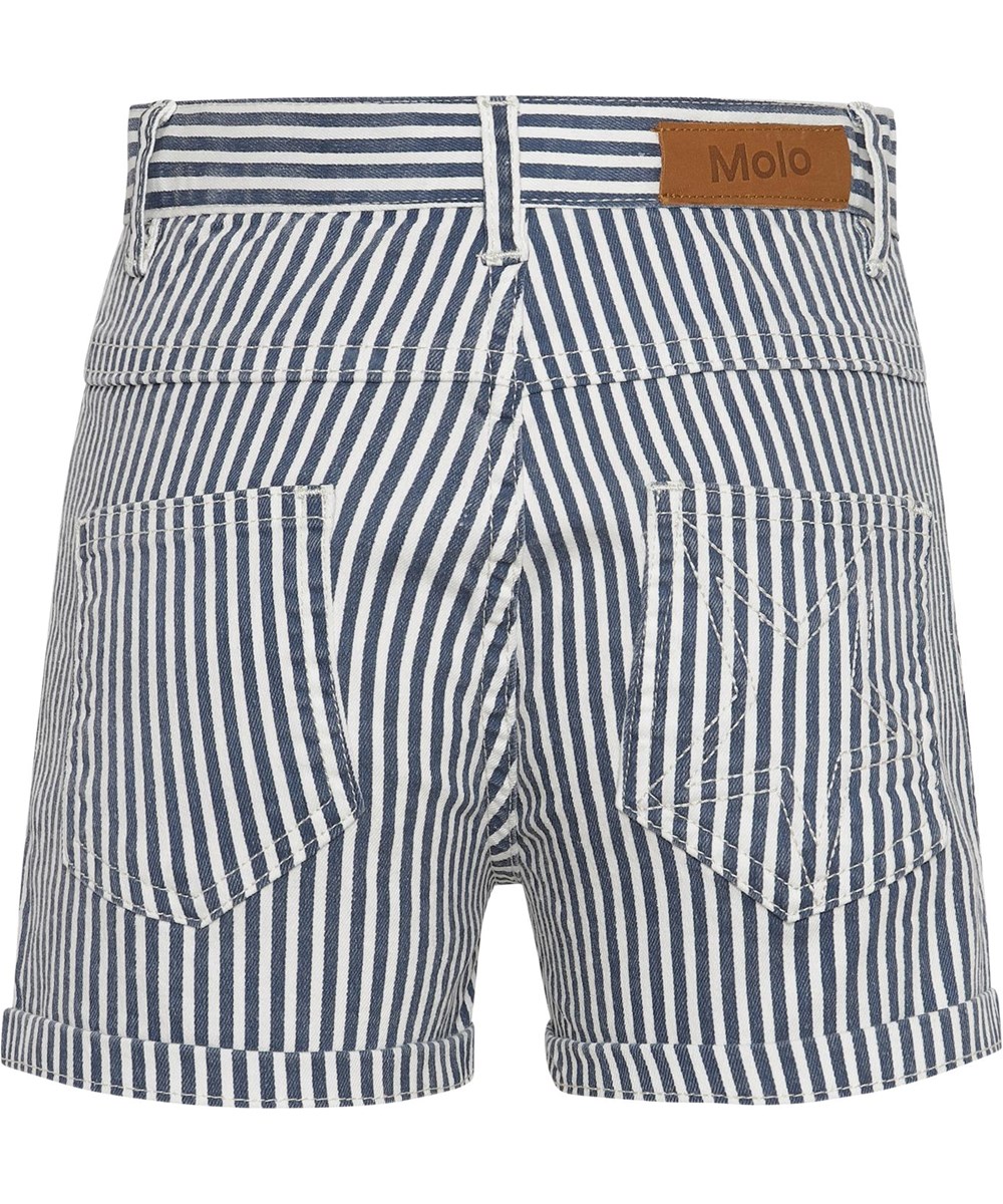 Audrey - Eclipse Stripe - Kurze gestreifte blau und weiße Shorts