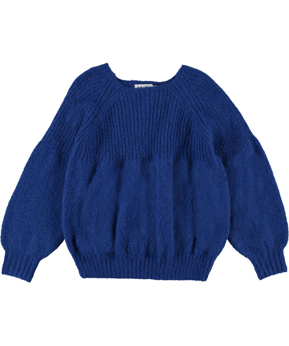 Gabriela - Reef Blue - Blauer Strick mit großen Ärmeln