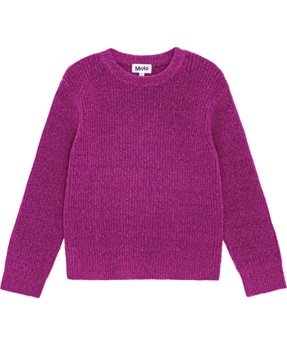 Garda - Baya Pink - Gestrickter Pullover aus einer weichen rosa Wollmischung.